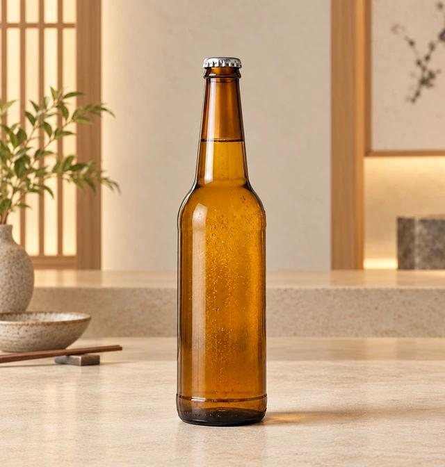 ビールびんの別背景での全体外観