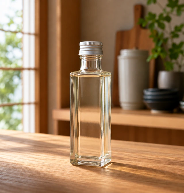 角型酢びんの別背景での全体外観