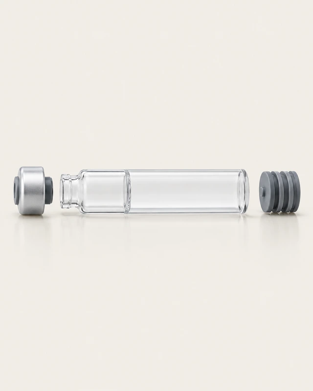 注入器用ガラスカートリッジの瓶口と対応部品の詳細