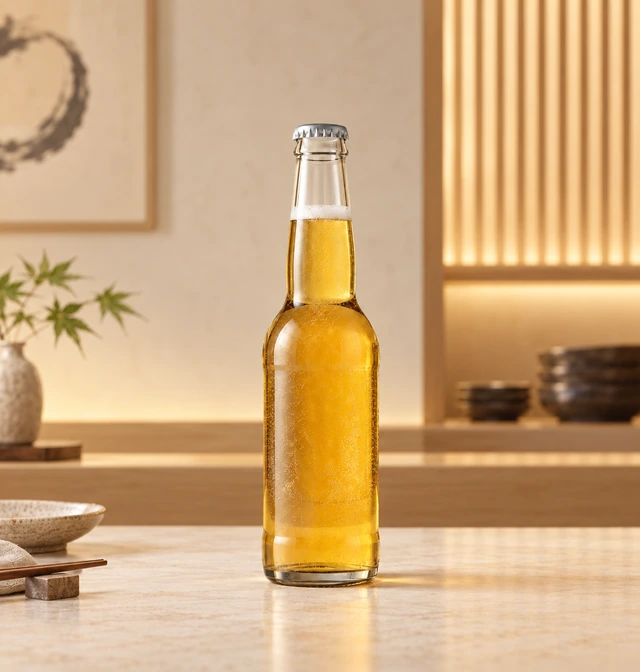 ビールびんの別背景での全体外観