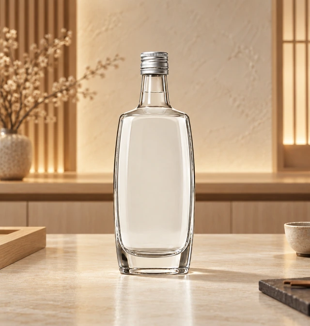 白酒(パイチュウ)用びんの別背景での全体外観
